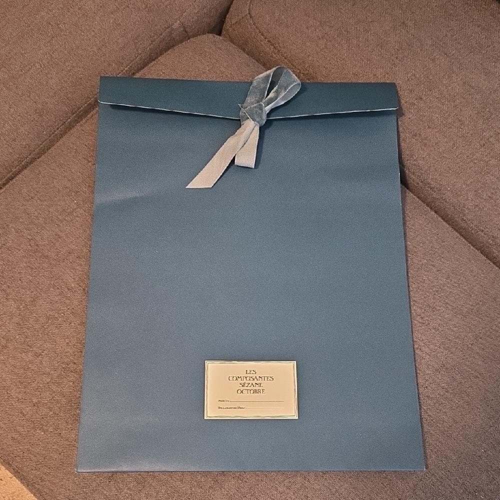 Sezane Blue Gift Bag with Ribbon